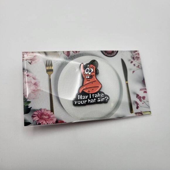Spongebob SquarePants Patrick Star "May I take your hat Sir?" Brooch/Pin - Picture 5 of 7
